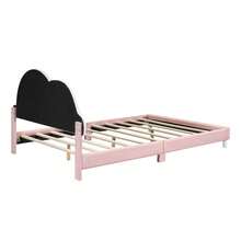 okwish lit enfant okwish 90x200cm, 140x200cm, lit simple, lit d'adolescent, lit rembourré, forme unique, tête de lit nuage arc-en-ciel, sommier à lattes en bois massif, PU, ​​rose (sans matelas)