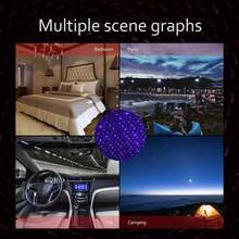 USB 星空投影仪小夜灯、车顶灯、便携式可调节浪漫车内灯、便携式 USB 小夜灯装饰，适用于汽车、天花板、卧室（紫蓝色） - 藍色 - 查看 5