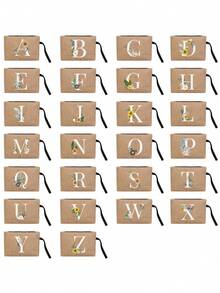 首字母雏菊字母 A-Z 印花亚麻拉链包、零钱包化妆包、手持零钱包、拉链口袋、数码包、口红包、手持绳零钱包、迷你收纳包化妆包化妆品收纳包化妆品收纳袋化妆包 - 卡其色 - 查看 2