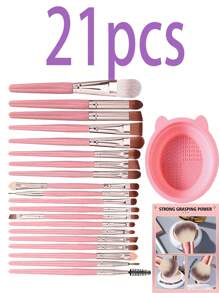 38pcs Makeup Brush Set, Including: 20pcs Face Brush, Eye Brush, Eyebrow Brush, Foundation Brush, Blush Brush, Mixing Brush, Concealer Brush, Lip Brush, Detail Brush, Nose Shadow Brush, Eyeliner Brush, Powder Brush, Nail Brush, Face Mask Brush, Clay Mask Brush, Highlighter Stick, 1pc Makeup Brush Cleaning Bowl