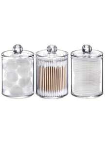 1pc 多功能化妆棒收纳盒，便捷桌面收纳盒，透明圆形牙线收纳盒，压缩毛巾收纳盒，化妆台收纳盒，透明圆形收纳盒，带盖透明亚克力桌面化妆垫收纳盒，防尘清洁垫收纳盒，透明防尘发夹收纳盒，牙签清洁棉签盒，口红透明牙签盒 - 彩色 - 查看 4