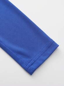 Körperbetontes langärmeliges Top, Damen dehnbares, bequemes Basisschicht-Shirt für Besatzung - Blau - Übersicht 6