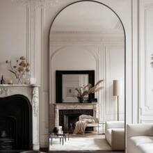 Antok Full Length Mirror, 81"X41" Oversized Arched Floor Mirror Freestanding, Full Body Mirror Floor Standing Mirror With Stand For Bedroom, Hanging Mounted Mirror For Living Room Cloakroom Home Decor Back To School Room Decor School Supplies - 黑色 - 查看 1