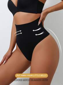 1pc Women High Waisted Shapewear Thong Panties, Activewear Body Shaper Slimming Briefs, Sexy Lifting Waist Shorts Gym Accessories Belly Slimming Girdles, Lumbar Girdles Belly Slimming Corset
