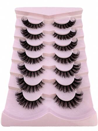 7 par/förpackning DD Curl ryska ögonfransar voluminösa lösögonfransar tjocka lockiga fluffiga volym lösögonfransar konstgjorda 3D minkfransar cat-eye-look stripig 8D volym lösögonfransremsor ögonlyftande look förlängning hel ögonfransremsa för att förlänga och ge volym till yttre ögonvrån för skönhetsmakeup remsa fransar, fransar, ögonfransar, lösögonfransar