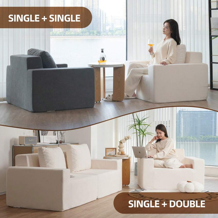 Sofa In A Box Foam Sofa Couch With Pillow, Bean Bag Chairs For Adults