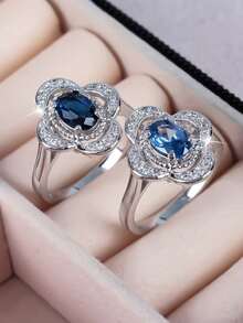 1 pieza Anillo de piedra de zirconia en forma de lágrima brillante y lujoso, ideal para mujeres como regalo para el Día de San Valentín, compromiso, boda, aniversario, mamá, madre, Día de la Madre