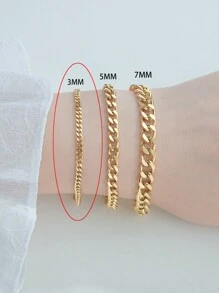 1pc Steel Electroplated 18K Minimalist Style Chain Bracelet For Men, Chain, Hip-Hop And Sport Design, Suitable For Parties, Daily Wear, Holiday Graduation Gifts