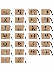 首字母雏菊字母 A-Z 印花亚麻拉链包、零钱包化妆包、手持零钱包、拉链口袋、数码包、口红包、手持绳零钱包、迷你收纳包、老师和女士生日礼物、旅行收纳包化妆包化妆收纳包化妆收纳袋化妆包 - 卡其色 - 查看 2
