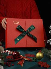1 pezzo Scatola regalo di Natale, Set regalo di sciarpa rossa a doppio strato, Scatola regalo di Natale per caramelle, calze, Natale, San Valentino, Ringraziamento, scatola regalo per feste holiday