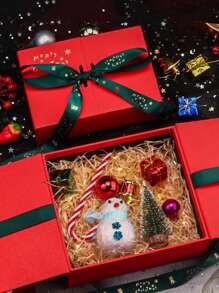 1 pezzo Scatola regalo di Natale, Set regalo di sciarpa rossa a doppio strato, Scatola regalo di Natale per caramelle, calze, Natale, San Valentino, Ringraziamento, scatola regalo per feste holiday