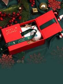 1 pezzo Scatola regalo di Natale, Set regalo di sciarpa rossa a doppio strato, Scatola regalo di Natale per caramelle, calze, Natale, San Valentino, Ringraziamento, scatola regalo per feste holiday