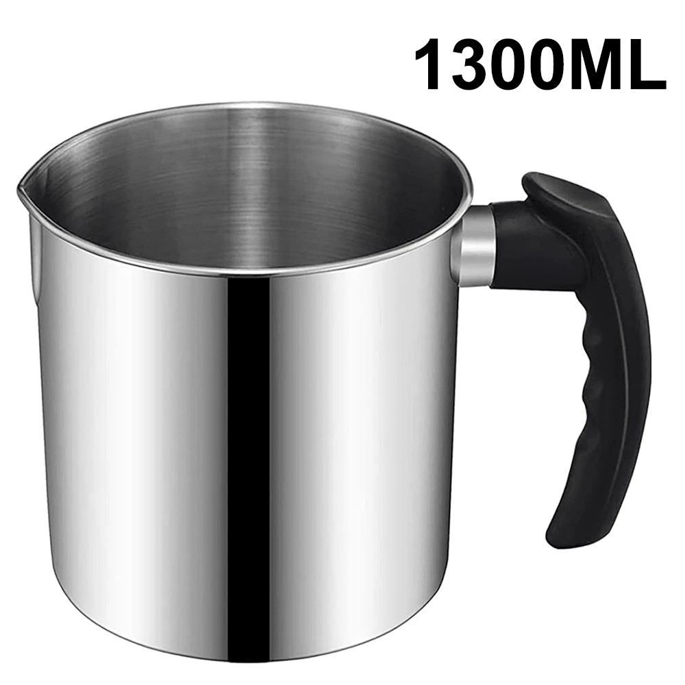 1.3L Wax Melting Pot, 44oz Wide Mouth Large Diameter Wax Melter Pot With Heat-Resistant Handle For Candle Making - Silver - View 1