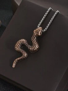 1 件复古大蟒蛇形吊坠项链，适合男士，圣诞节、感恩节、新年、情人节、节日礼物 - 彩色 - 查看 3