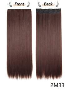 Tóc giả tổng hợp thẳng dài 24/32 inch kẹp vào tóc nối màu đen tự nhiên cho phụ nữ - Dark Brown - Xem 6
