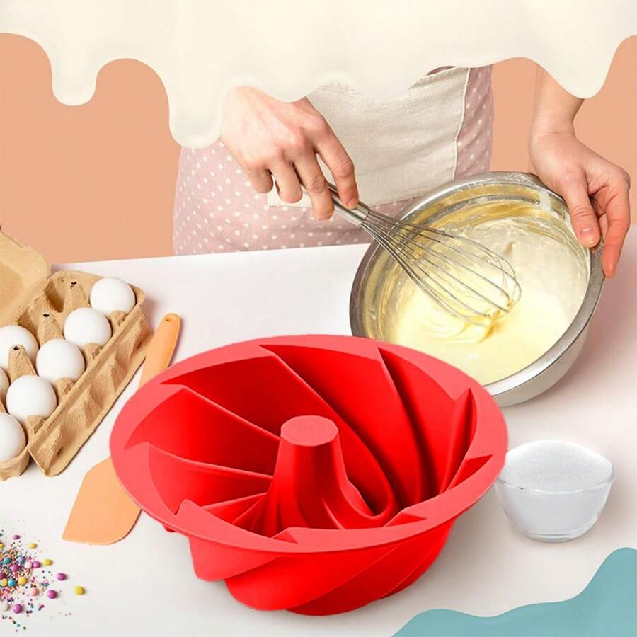 1pc Silicone Bundt Cake Pan, NonStick Fluted Cake Mold For Baking