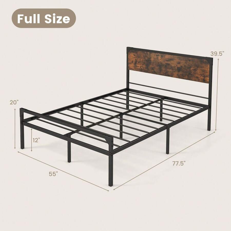Stylish Full Size Platform Bed Frame With Easy Assembly, Ample Storage