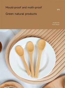 1件/5件/10件天然木勺，竹蜂蜜勺，儿童勺，咖啡搅拌棒，果酱竹勺 - 棕色 - 查看 3