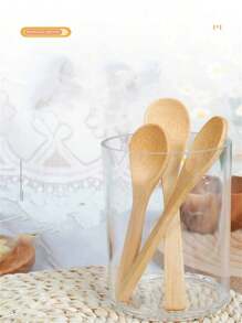 1件/5件/10件天然木勺，竹蜂蜜勺，儿童勺，咖啡搅拌棒，果酱竹勺 - 棕色 - 查看 7