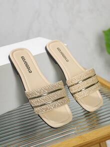 Dép xỏ ngón ngoài trời thời trang cho trẻ em, dép đế bằng mũi vuông mùa hè, giày đi biển kiểu mới cực kỳ hấp dẫn cho bé gái - trắng - Xem 4