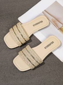 Dép xỏ ngón ngoài trời thời trang cho trẻ em, dép đế bằng mũi vuông mùa hè, giày đi biển kiểu mới cực kỳ hấp dẫn cho bé gái - trắng - Xem 2