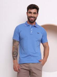 Men's Adult Cotton Polo Shirt - Baby Blue - View 1