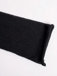 Jersey de manga larga calado negro, top de punto negro, minimalista y de moda - Negro - Ver 7