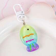 1 件可爱渐变鱼形钥匙扣 - 生动的卡通动物吊坠装饰，适合学生背包配件 - 多色 - 查看 6