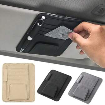 Fccemc Car Sun Visor Multi-Pocket Storage Organizer Car Documents Pouch Credit Card Sun Glasses Pens Holder