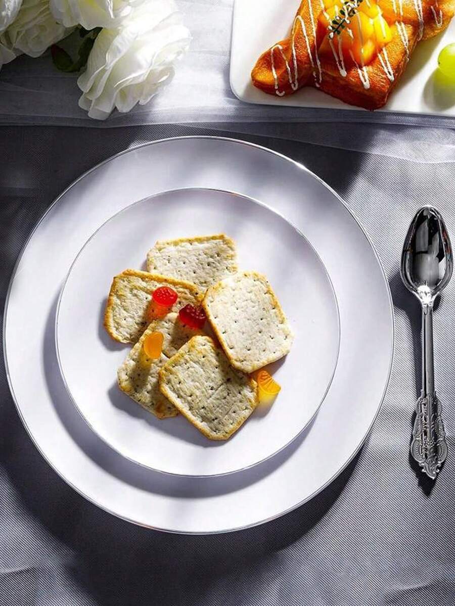 [BLACK FRIDAY] 25 Pieces 7.5/10.25in Solid Color Dinner Plates, High Quality Elegant Plates