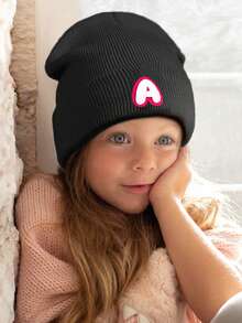 1 件儿童字母针织帽，26个字母时尚多色可选保暖豆帽，适合男孩和女孩日常户外玩耍。 - 黑色 - 查看 2