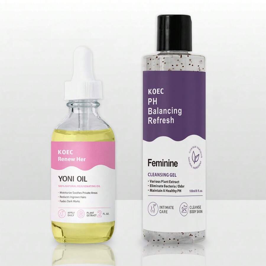 KOEC Gel vệ sinh phụ nữ PH Balancing Refresh + Tinh dầu Yoni Renew Her, Hương thơm tươi mát cho mọi loại da - sữa tắm làm mới + dung dịch chăm sóc vùng kín - Xem 1