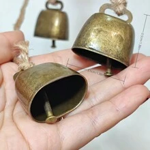 1 set/6 pièces Clochettes de traîneau en fonte, ornements d'arbre de Noël au son cristallin, clochettes suspendues à une corde de jute pour la décoration saisonnière, usage polyvalent pour Halloween, Pâques, Thanksgiving - Fêtes de campagne, animaux de compagnie et bétail, cadeau pour la Saint-Valentin pour femme, anniversaire pour petite amie ou petit ami