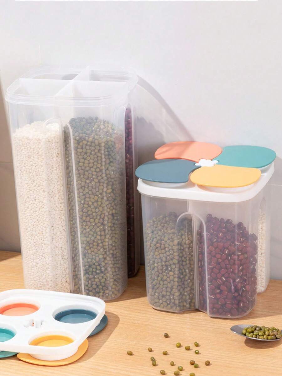 1pc White Vacuum Sealed Storage Jar, Plastic Transparent Food Canister