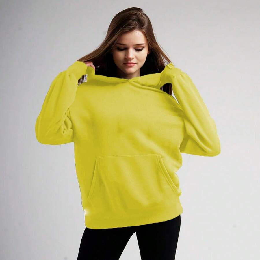 Slim Fitness SLM Women's  Hoodie With Pocket Slim Fitness Warm Cute Cold - 黃色 - 查看 1