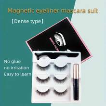 Bộ 3 cặp lông mi từ tính C/D-Curl có thể tái sử dụng - Kiểu mắt búp bê & mắt mèo, dễ dán không cần keo - màu đen - Xem 1