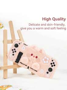 GeekShare 1 件可爱粉色毛绒兔子设计减震防刮保护壳适用于 Switch - 粉色 - 查看 3