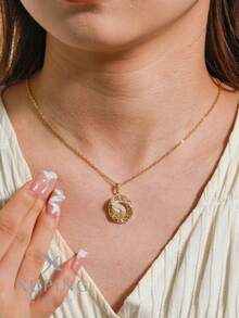 XUPING JEWELRY 1 件 XUPING 极简主义吊坠项链，适合男士和女士 - 金黃色 - 查看 2