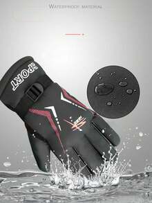 男女通用冬季手套，保暖内衬手套，适合户外运动、骑自行车、滑雪、冬季暖手器 - 彩色 - 查看 4