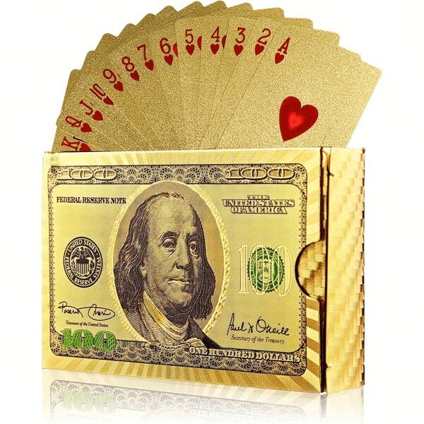 1 Set Plastic Playing Cards With Gold Foil, Boxed, Adult Party Game With No Additional Components, For 14+ Years Old - Gold Standard Edition (1 Set)