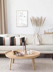 1 件现代 PU 皮革和亚麻抱枕套，适用于沙发、卧室、客厅装饰（不含内垫） - 黑色 - 查看 3