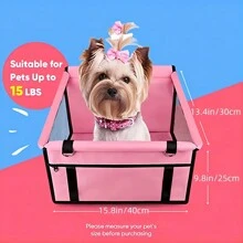 Asiento elevador para mascotas reforzado para perro o gato, bolsa portátil y transpirable con cinturón de seguridad, estable para viajes, con correa con clip y tubo de PVC, apto para mascotas de menos de 15 libras