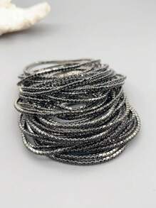 1 套闪亮水晶串珠网球手链，弹性黑色手链，适合女士 - 手鐲 - 查看 6