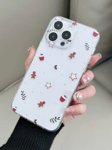 1 carcasă transparentă TPU anti-cădere de Crăciun, prăjitură, model de stea și frunze, compatibilă cu iPhone 15 Pro Max, S24 Ultra, Redmi 13C - Multicolor - Vizualizare 2