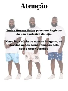 Kit 3 Shorts Plus Size Men Tactel G1 G2 G3 Large Size - 黃色 - 查看 8