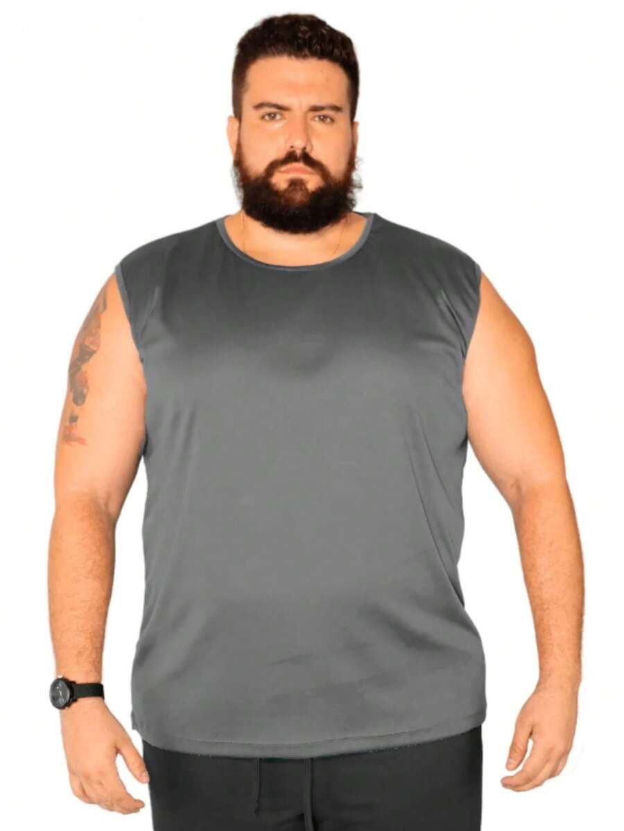 Plus Size Macho Men's Wide Shoulder Tank Top Extra Large - Grey - View 1