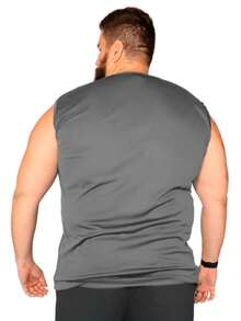 Plus Size Macho Men's Wide Shoulder Tank Top Extra Large - Grey - View 2