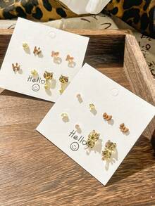 Bộ 8 chiếc/Bộ hoa tai da báo thời trang gợi cảm, bao gồm hoa tai mèo, hoa tai cá nhân hóa cho phụ nữ, trang phục hàng ngày & phụ kiện dự tiệc, quà tặng - Nhiều màu - Xem 8