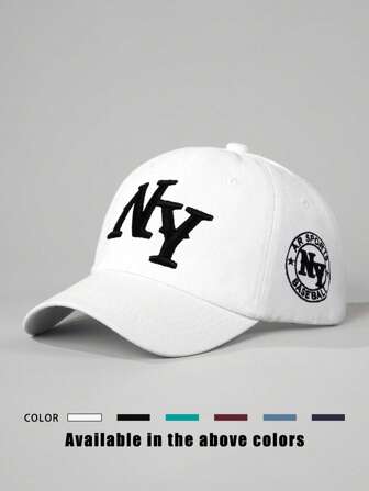 1pc Embroidered NY Letter Baseball Cap, Adjustable Outdoor Sun Hat For Spring, Autumn, Travel, Beach, Vacation, Y2K Style For Young People