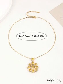 1 chiếc vòng cổ mặt hoa Zirconia nhiều màu sang trọng & thanh lịch thời trang, thích hợp làm trang phục hàng ngày & quà tặng cho phụ nữ - hoa - Xem 7